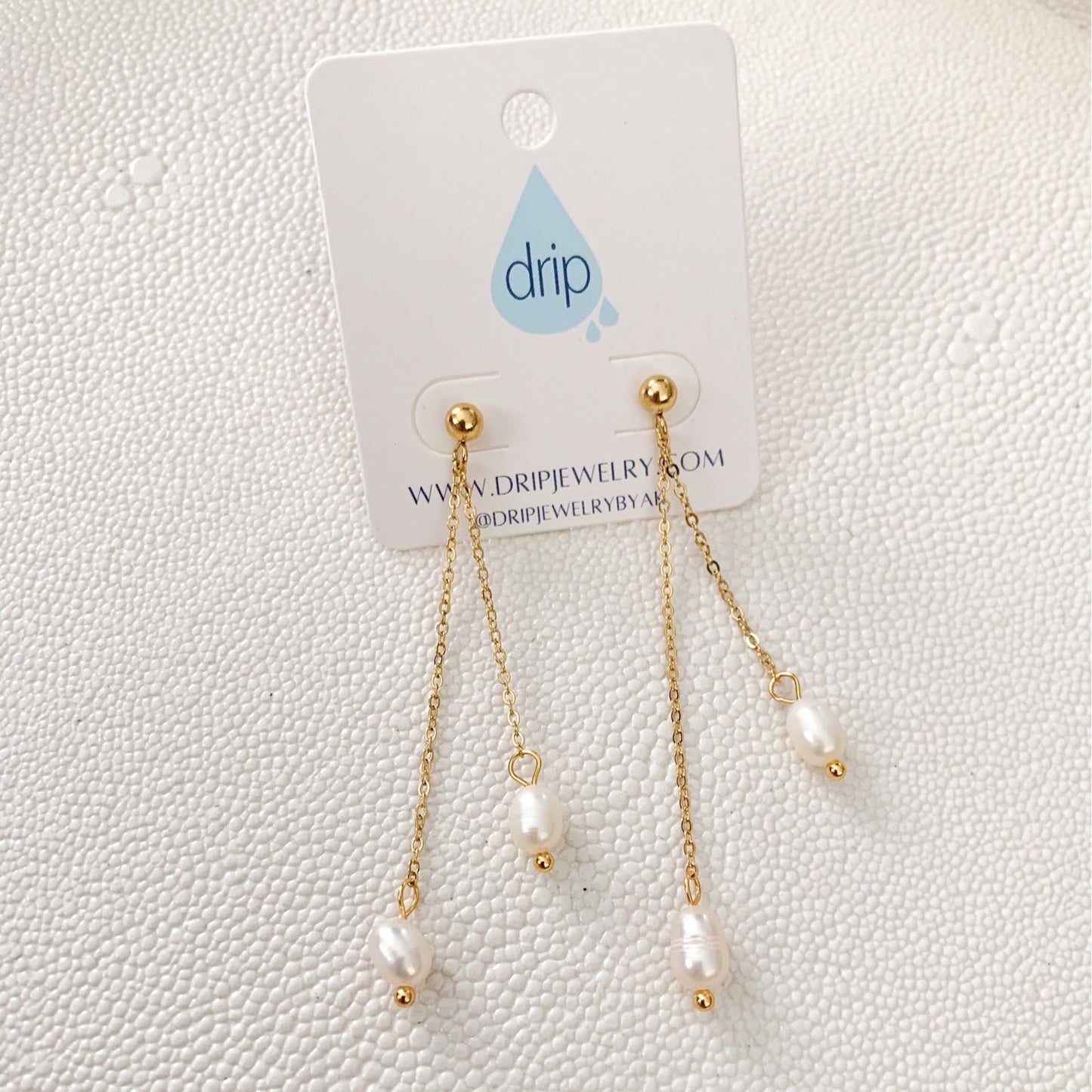 DRIP JEWELRY Earrings Double Pearl Dangles