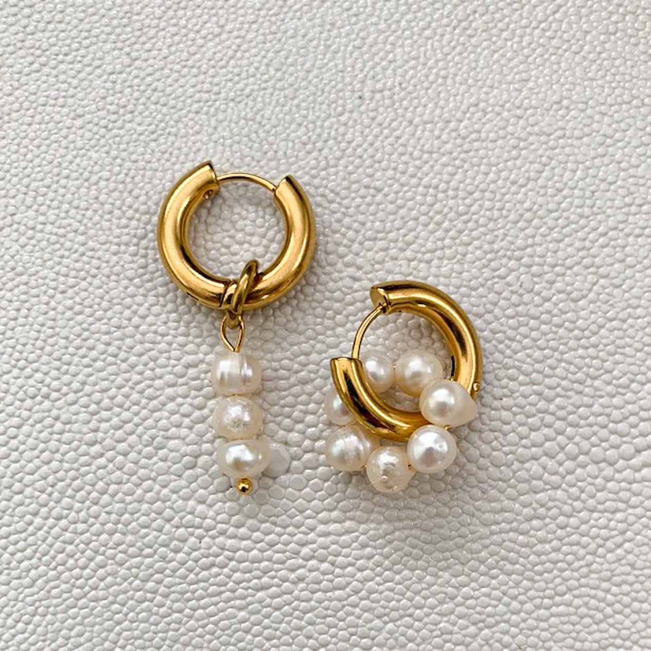 DRIP JEWELRY Earrings Mix not Match Pearl Hoops