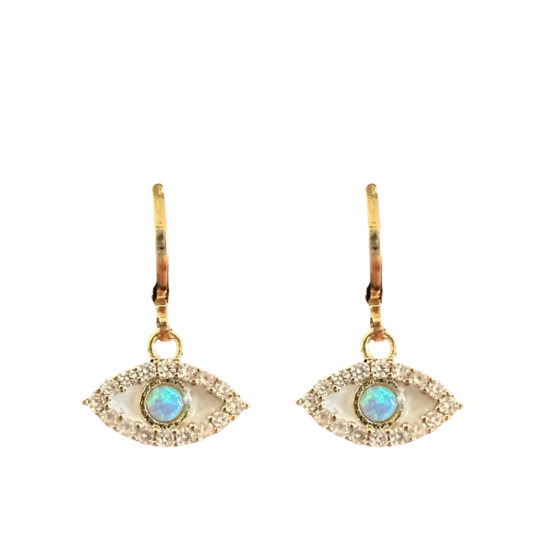 DRIP JEWELRY Earrings Opal Evil Eye Huggies