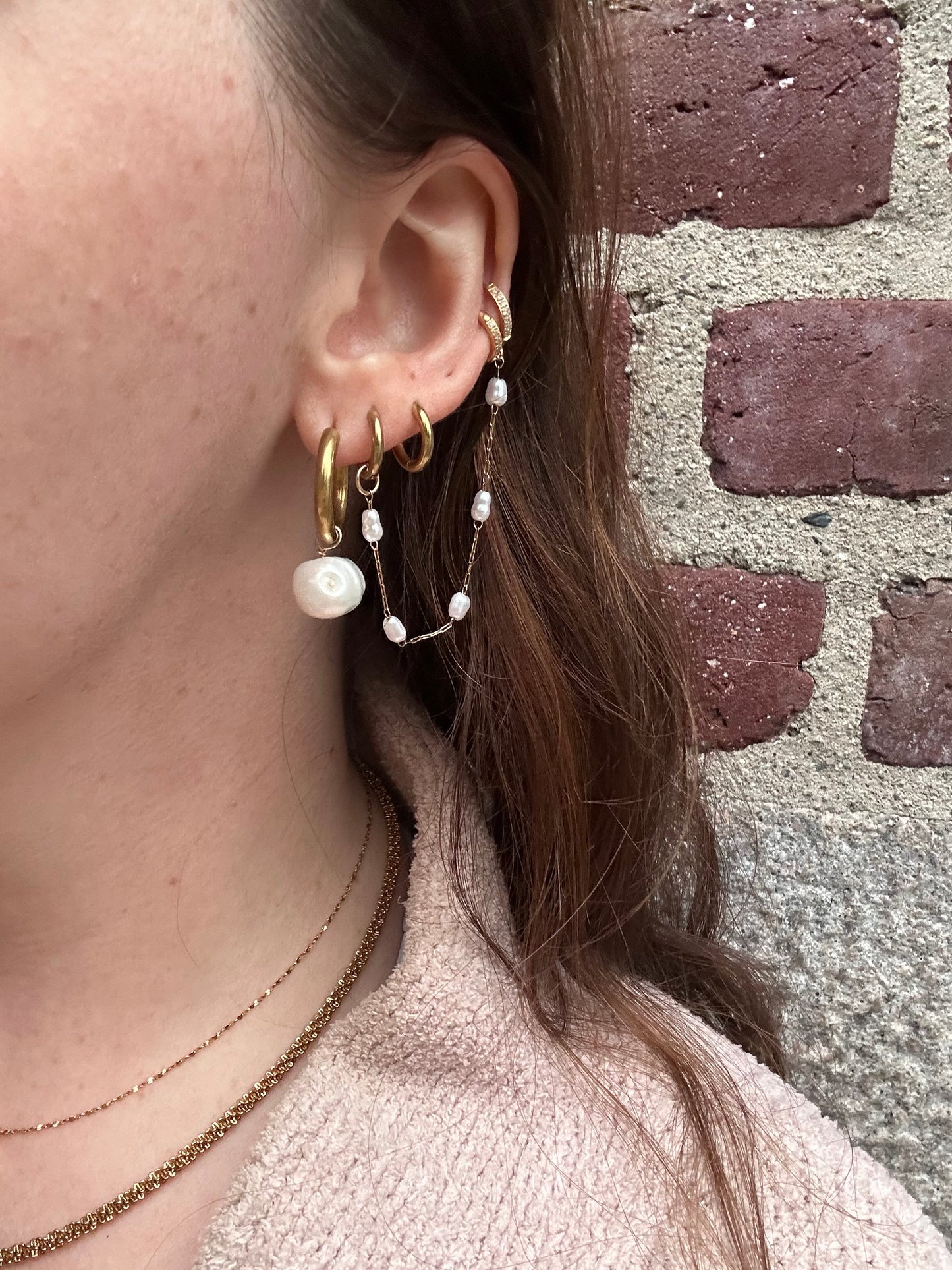 DRIP JEWELRY Earrings Pearl or No Pearl Hoops