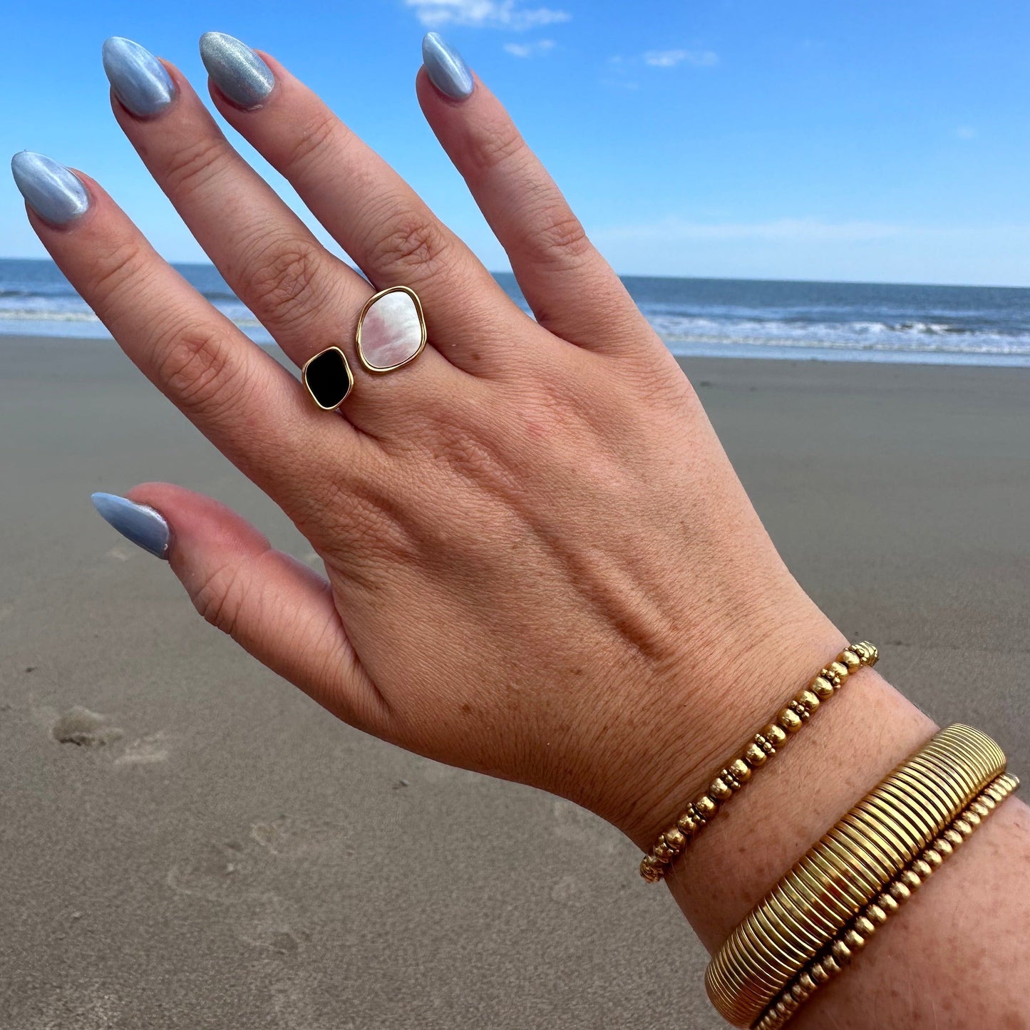 DRIP JEWELRY RINGS Open Black/White Ring