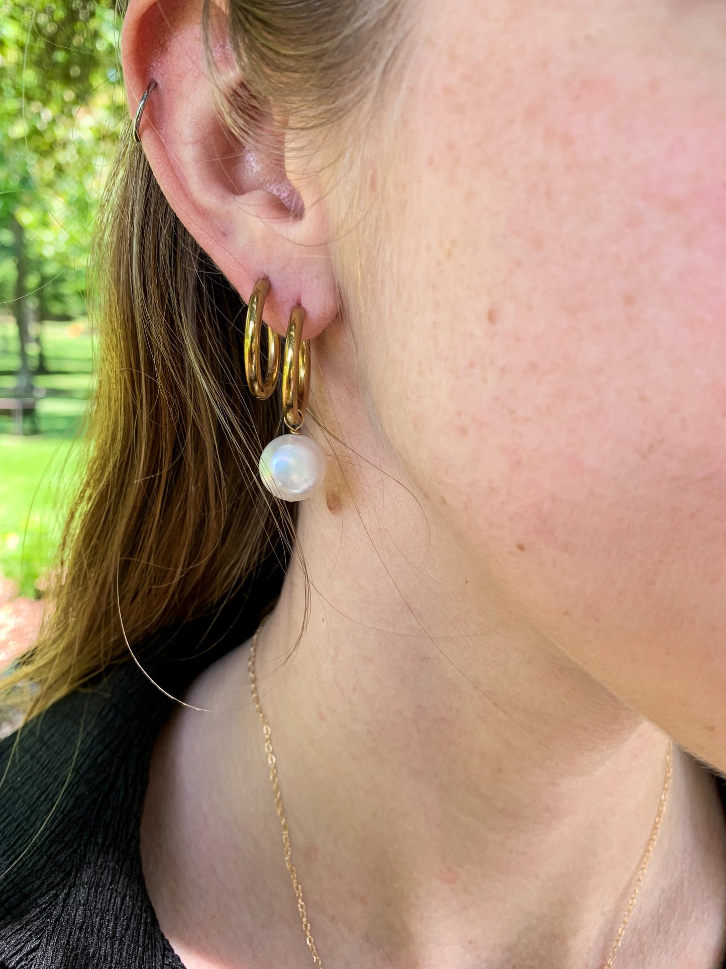 DRIP JEWELRY Earrings Pearl or No Pearl Hoops