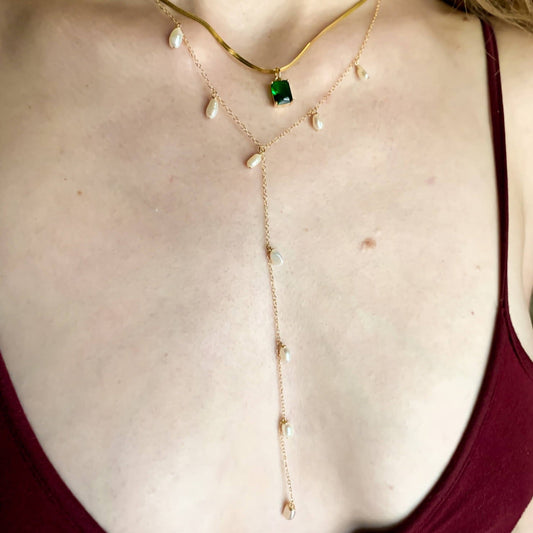 DRIP JEWELRY Pearl Waterfall Lariat